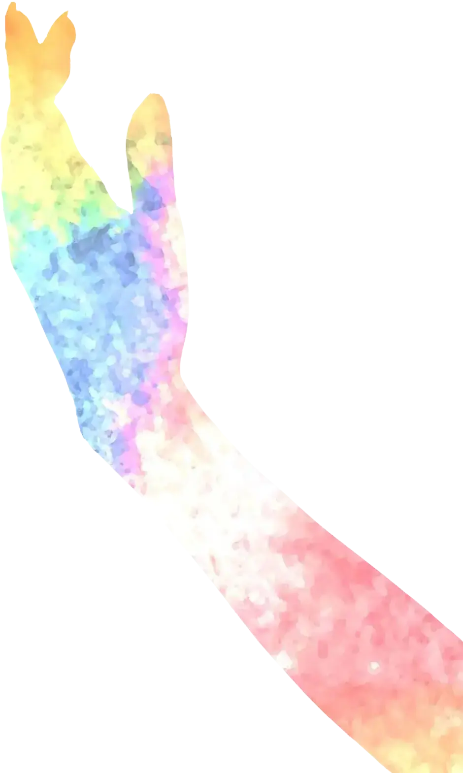 mano de colores apuntando hacia arriba